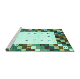 Sideview of Machine Washable Abstract Turquoise Contemporary Area Rugs, wshcon2803turq