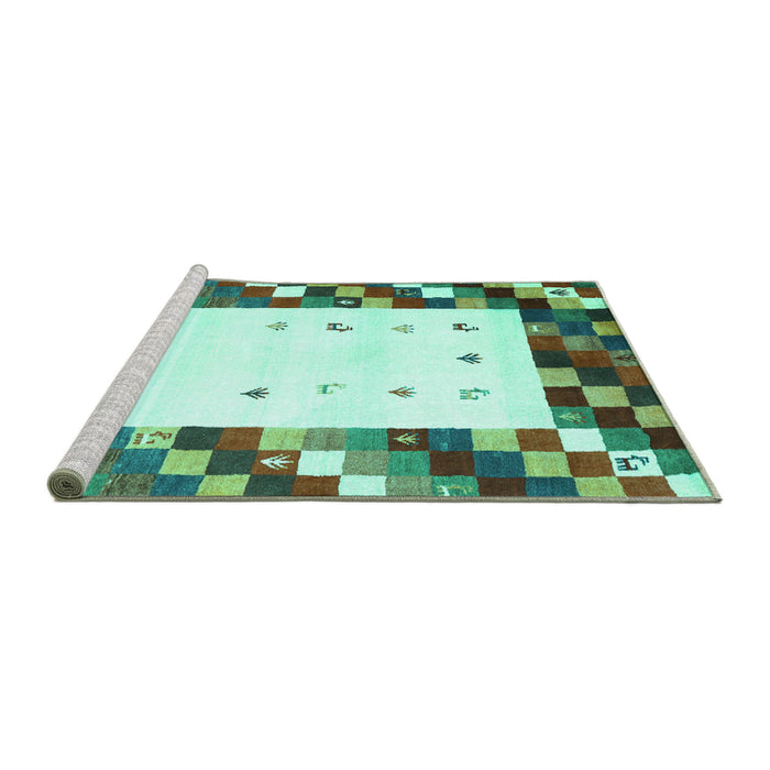 Sideview of Machine Washable Abstract Turquoise Contemporary Area Rugs, wshcon2803turq