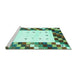 Sideview of Machine Washable Abstract Turquoise Contemporary Area Rugs, wshcon2803turq