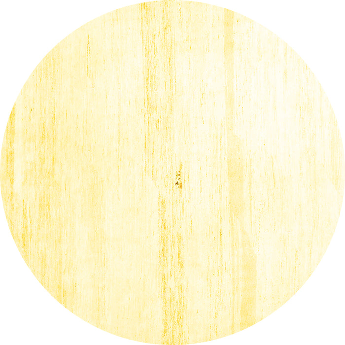 Round Machine Washable Solid Yellow Modern Rug, wshcon2804yw