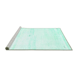 Sideview of Machine Washable Solid Turquoise Modern Area Rugs, wshcon2804turq