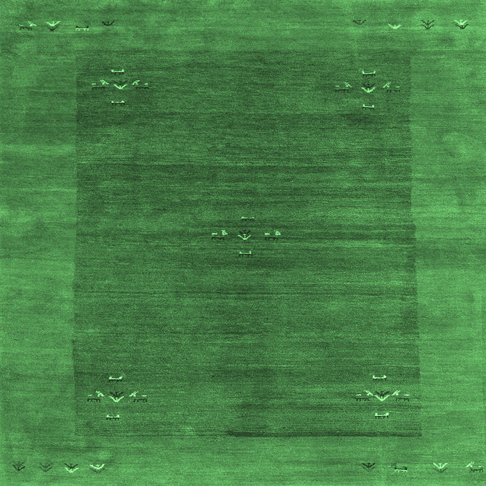 Square Abstract Emerald Green Contemporary Rug, con2805emgrn