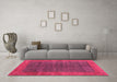 Machine Washable Abstract Pink Contemporary Rug in a Living Room, wshcon2805pnk