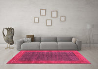 Machine Washable Abstract Pink Contemporary Rug, wshcon2805pnk