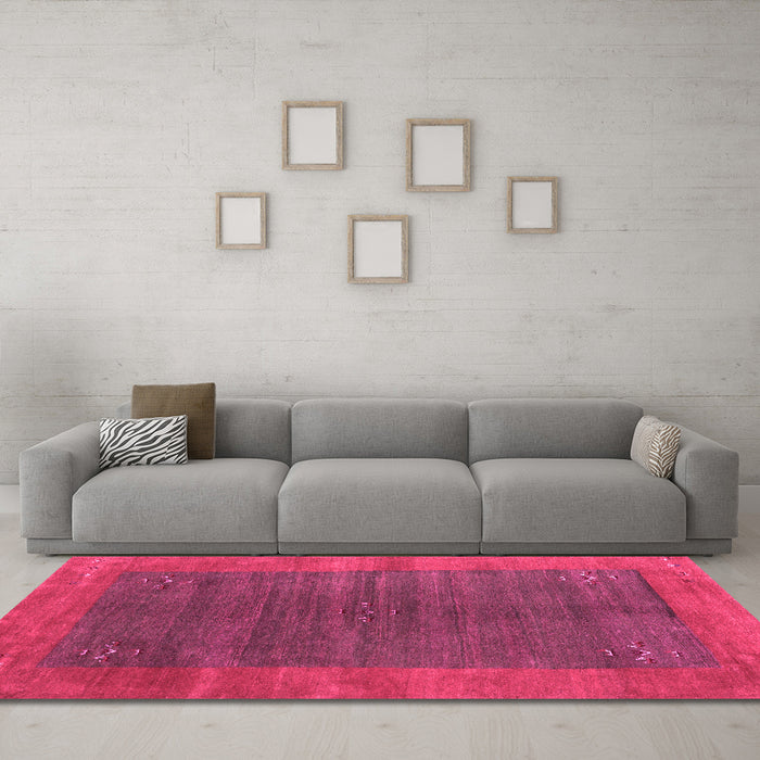 Machine Washable Abstract Pink Contemporary Rug in a Living Room, wshcon2805pnk