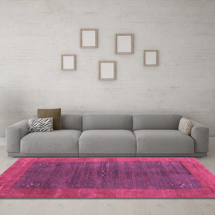 Machine Washable Abstract Purple Contemporary Area Rugs in a Living Room, wshcon2805pur