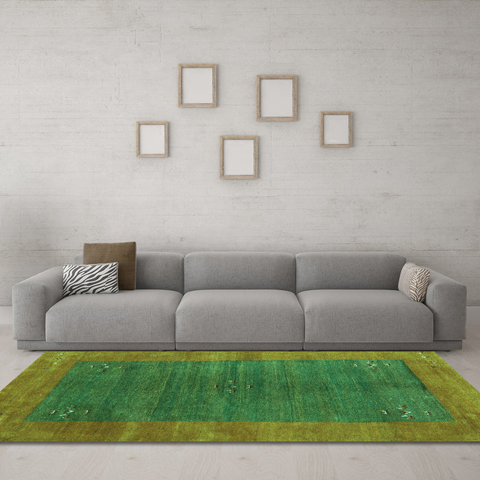 Machine Washable Abstract Turquoise Contemporary Area Rugs in a Living Room,, wshcon2805turq