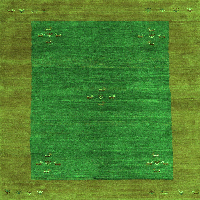 Serging Thickness of Abstract Green Contemporary Rug, con2805grn