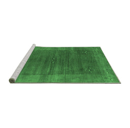 Sideview of Machine Washable Abstract Emerald Green Contemporary Area Rugs, wshcon2805emgrn