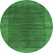 Round Machine Washable Abstract Emerald Green Contemporary Area Rugs, wshcon2805emgrn