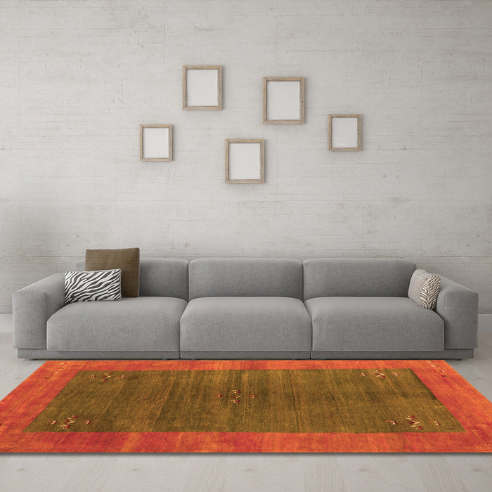 Machine Washable Abstract Orange Contemporary Area Rugs in a Living Room, wshcon2805org