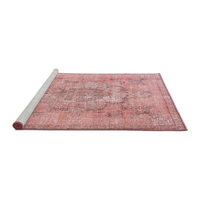 Serging Thickness of Machine Washable Contemporary Red Rug, wshcon2806