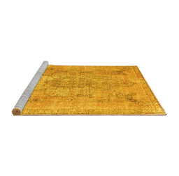 Sideview of Machine Washable Persian Yellow Bohemian Rug, wshcon2806yw