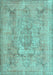 Machine Washable Persian Turquoise Bohemian Area Rugs, wshcon2806turq