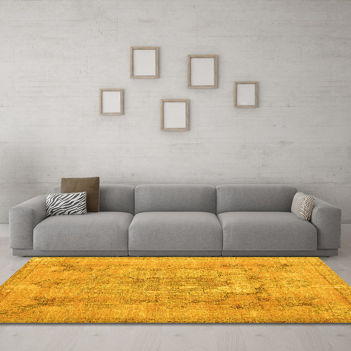 Machine Washable Persian Yellow Bohemian Rug in a Living Room, wshcon2806yw