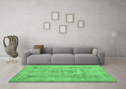 Machine Washable Persian Emerald Green Bohemian Area Rugs in a Living Room,, wshcon2806emgrn