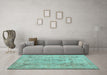 Machine Washable Persian Turquoise Bohemian Area Rugs in a Living Room,, wshcon2806turq