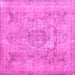 Square Machine Washable Persian Pink Bohemian Rug, wshcon2806pnk