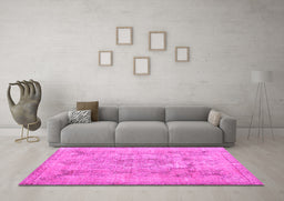 Machine Washable Persian Pink Bohemian Rug in a Living Room, wshcon2806pnk