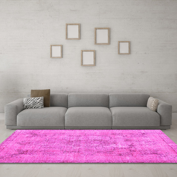 Machine Washable Persian Pink Bohemian Rug in a Living Room, wshcon2806pnk