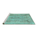 Sideview of Machine Washable Persian Turquoise Bohemian Area Rugs, wshcon2806turq