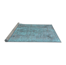 Sideview of Machine Washable Persian Light Blue Bohemian Rug, wshcon2806lblu