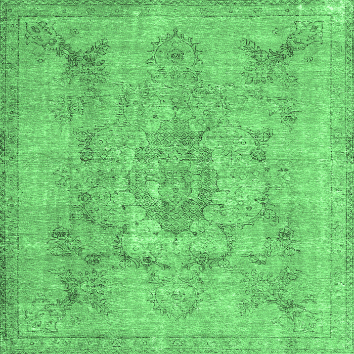 Square Machine Washable Persian Emerald Green Bohemian Area Rugs, wshcon2806emgrn