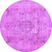 Round Machine Washable Persian Purple Bohemian Area Rugs, wshcon2806pur