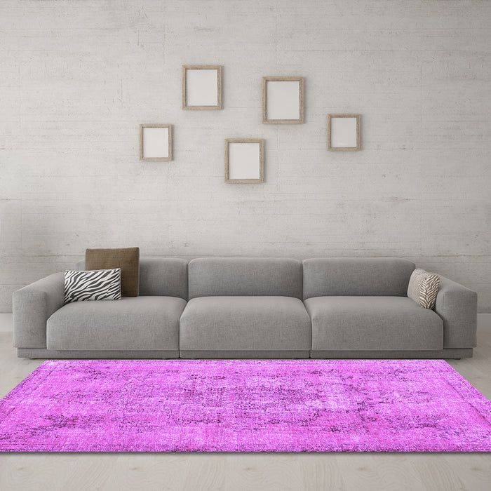 Machine Washable Persian Purple Bohemian Area Rugs in a Living Room, wshcon2806pur