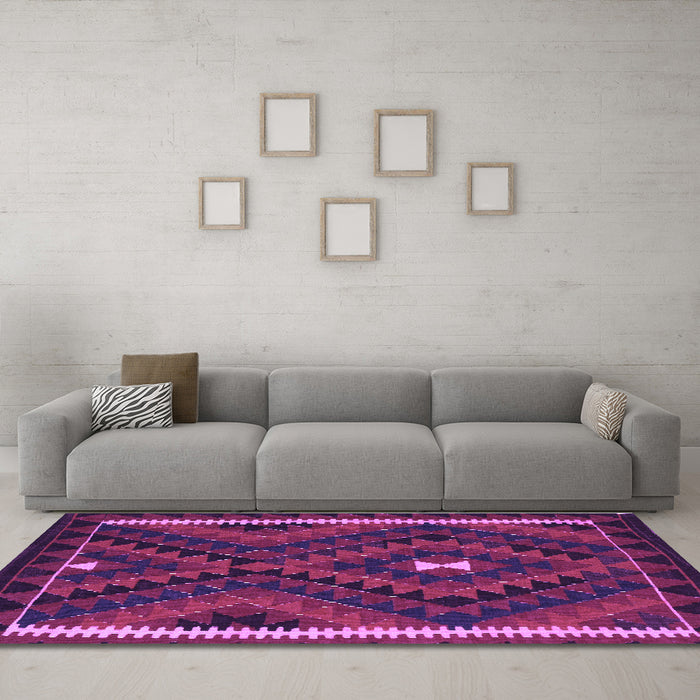 Machine Washable Oriental Purple Traditional Area Rugs in a Living Room, wshcon2807pur