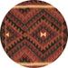 Round Machine Washable Oriental Brown Traditional Rug, wshcon2807brn