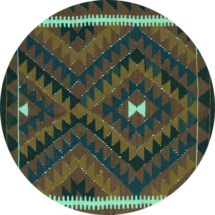 Round Oriental Turquoise Traditional Rug, con2807turq