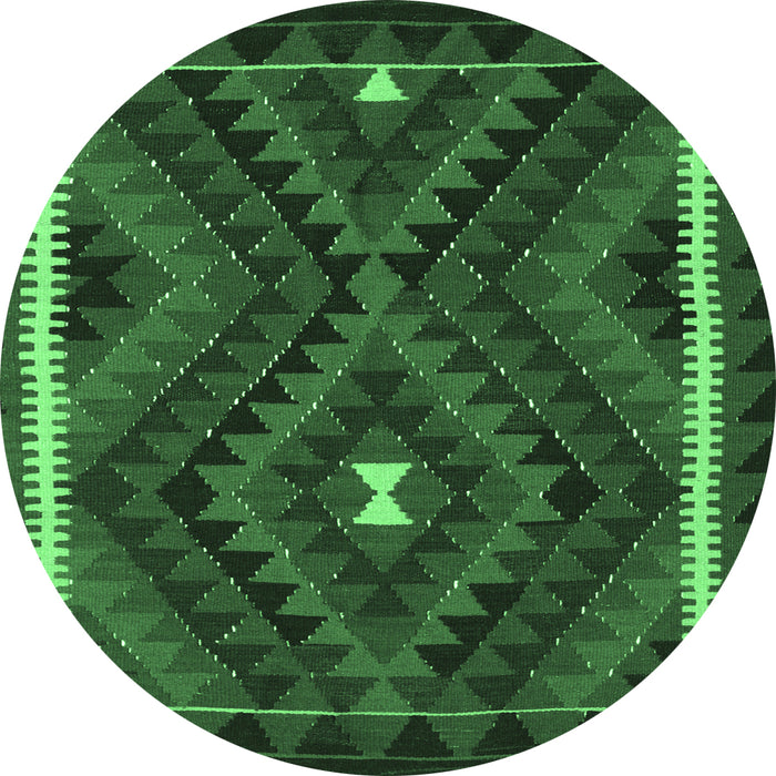 Round Oriental Emerald Green Traditional Rug, con2807emgrn