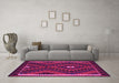 Machine Washable Oriental Pink Traditional Rug in a Living Room, wshcon2807pnk