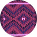 Round Machine Washable Oriental Purple Traditional Area Rugs, wshcon2807pur