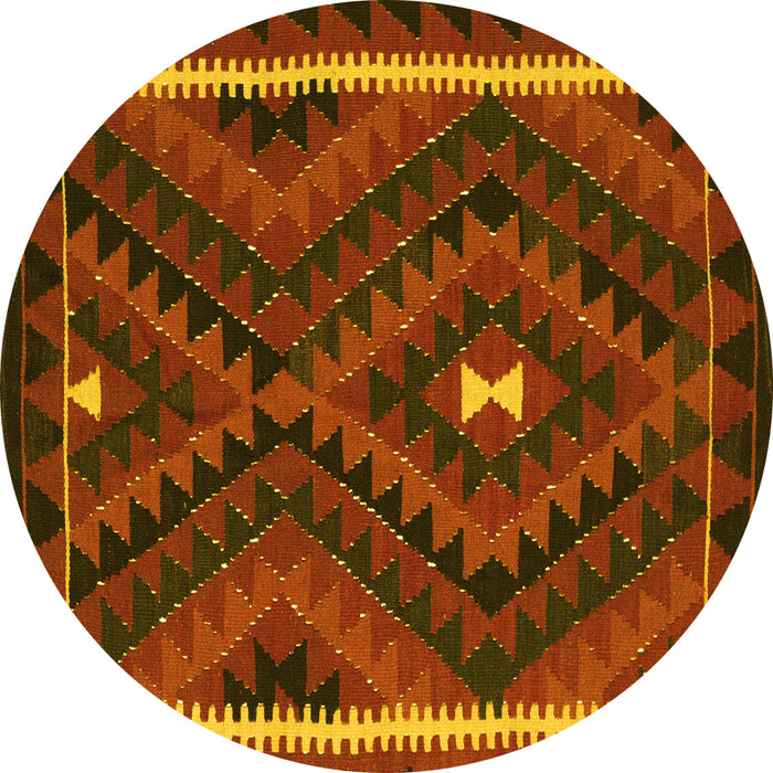 Round Oriental Yellow Traditional Rug, con2807yw