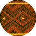Round Oriental Yellow Traditional Rug, con2807yw