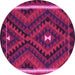 Round Oriental Pink Traditional Rug, con2807pnk