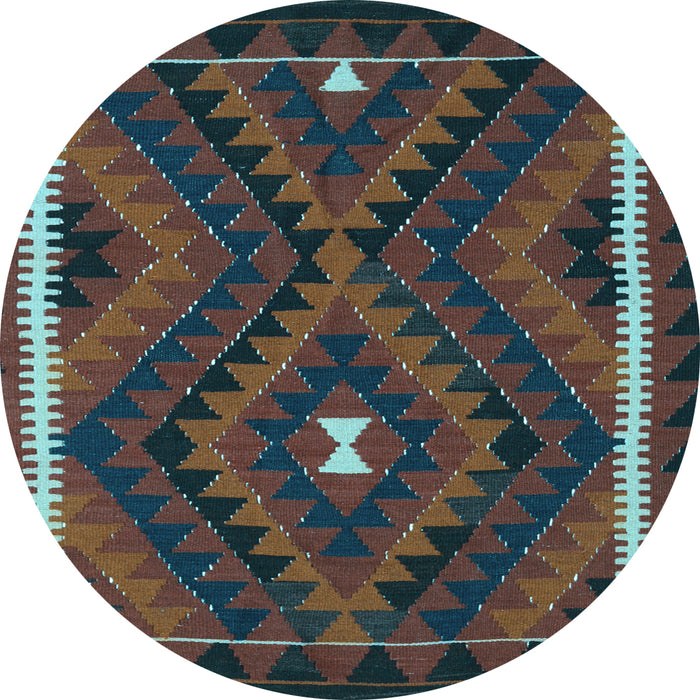 Round Oriental Light Blue Traditional Rug, con2807lblu