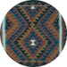 Round Oriental Light Blue Traditional Rug, con2807lblu