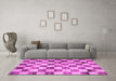 Machine Washable Checkered Pink Modern Rug in a Living Room, wshcon2808pnk