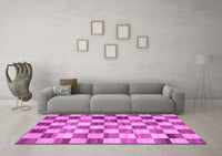 Machine Washable Checkered Pink Modern Rug, wshcon2808pnk