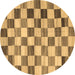 Round Checkered Brown Modern Rug, con2808brn