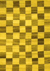 Checkered Yellow Modern Rug, con2808yw