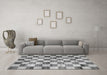 Machine Washable Checkered Gray Modern Rug in a Living Room,, wshcon2808gry