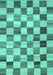 Machine Washable Checkered Turquoise Modern Area Rugs, wshcon2808turq