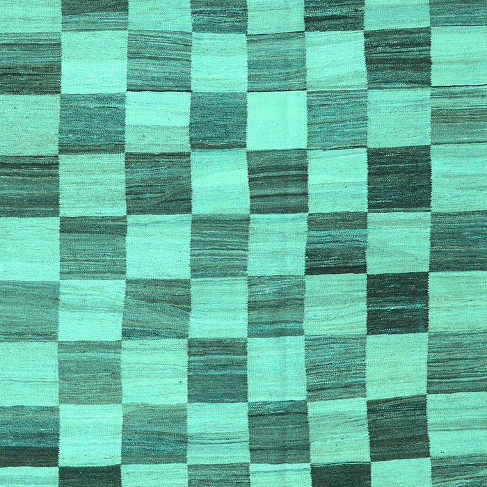 Machine Washable Checkered Turquoise Modern Area Rugs, wshcon2808turq