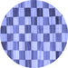 Round Checkered Blue Modern Rug, con2808blu