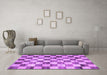 Machine Washable Checkered Purple Modern Area Rugs in a Living Room, wshcon2808pur