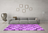 Machine Washable Checkered Purple Modern Rug, wshcon2808pur